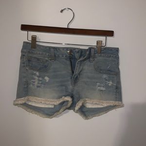 Light blue wash jean shorts from American Eagle